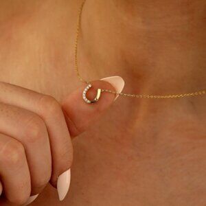 18k and Diamond Horseshoe Necklace - 15" adjustable